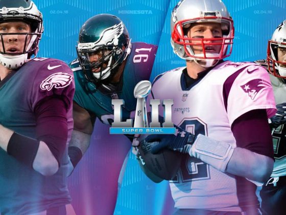 Super Bowl 52 with the Philadelphia Eagles playing against the New England Patriots.