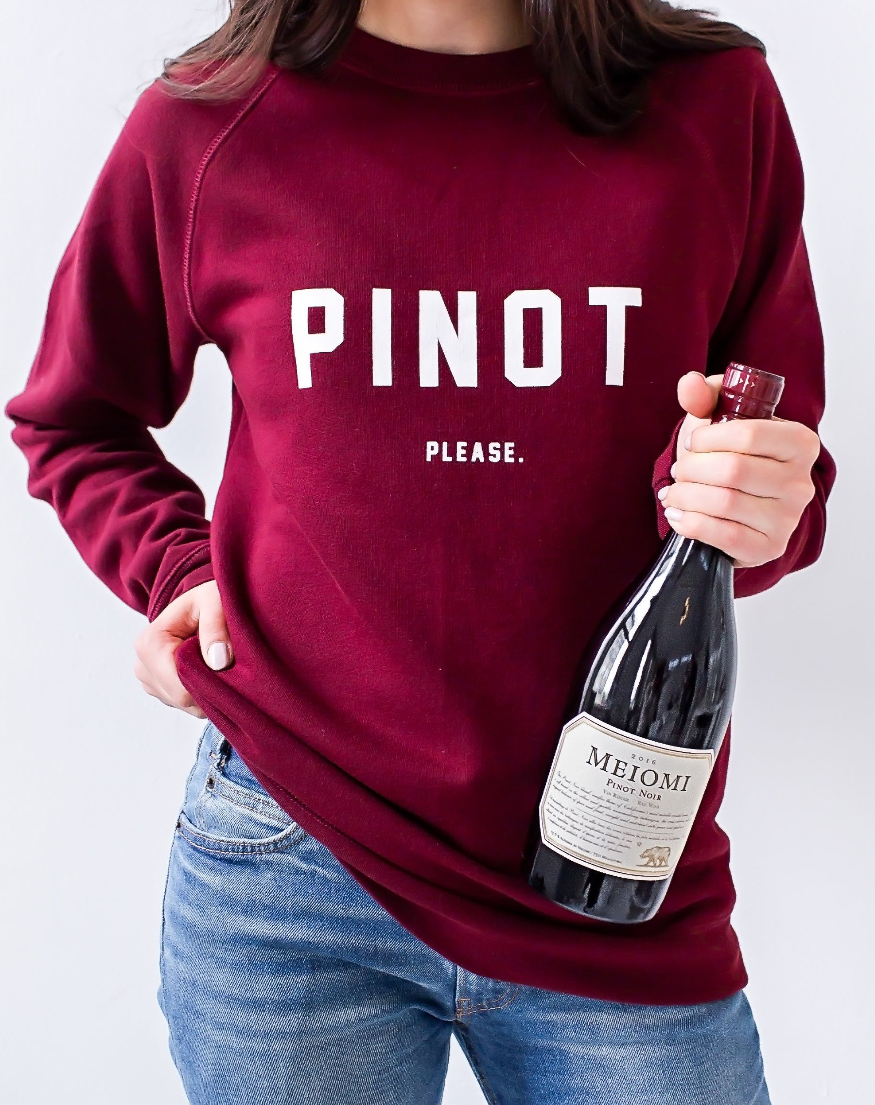 Meiomi Brunette the Label Pinot Please Sweatshirt | National Pinot Noir Day | View the VIBE Toronto
