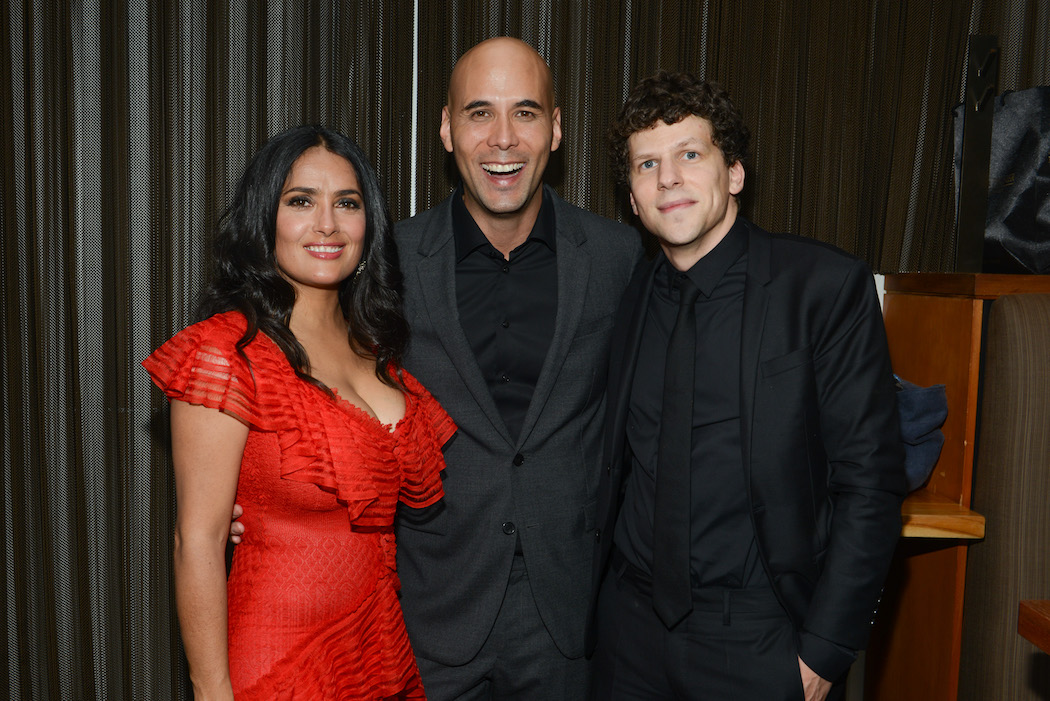 Salma Hayek, Kim Nguyen & Jesse Eisenberg at ‘The Hummingbird Project’ premiere party hosted by Cactus Club Cafe at First Canadian Place during TIFF on Saturday September 8, 2018 in Toronto, Canada. Photo by George Pimentel - Getty Images | View the VIBE