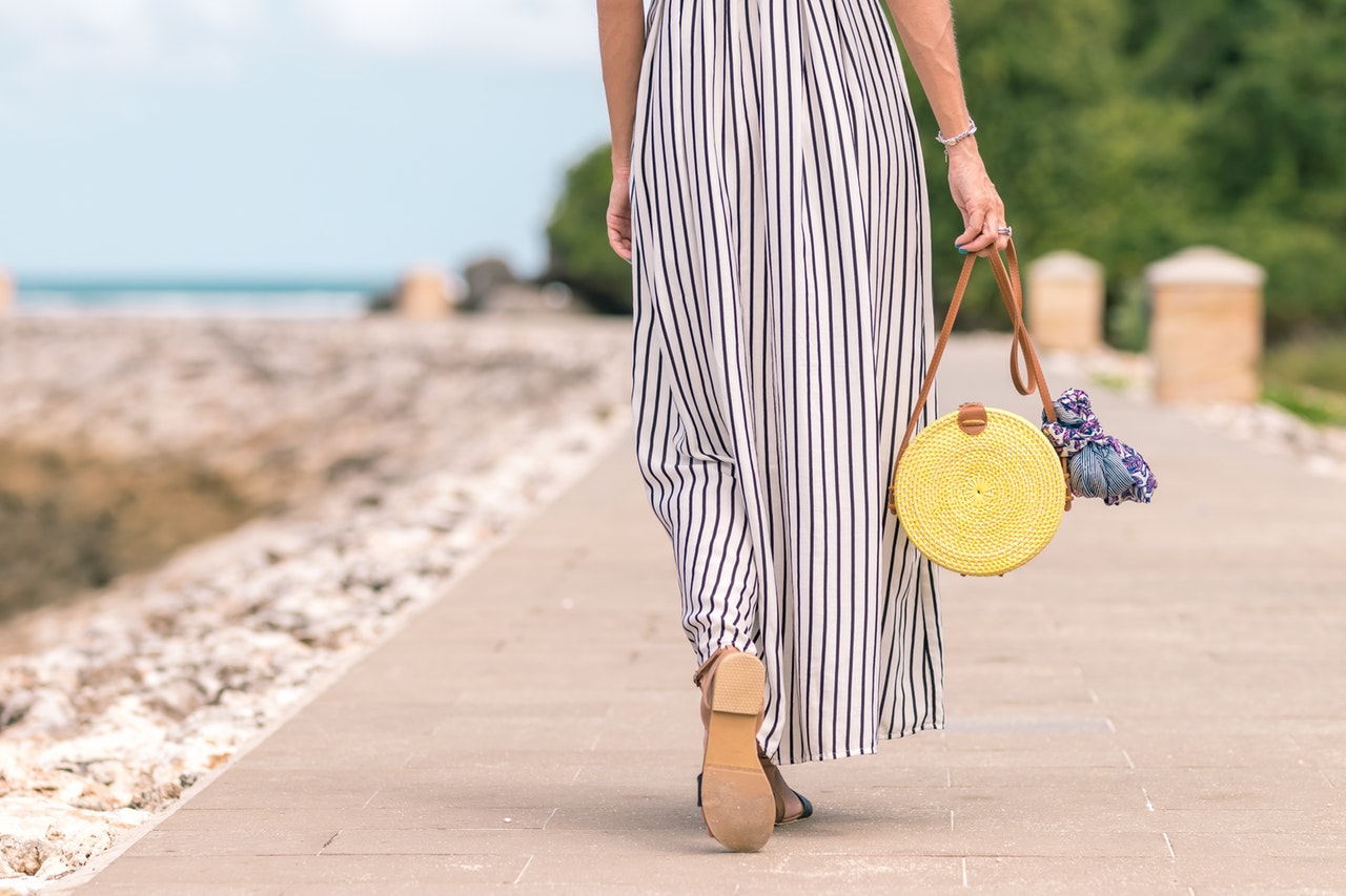 Yellow Handbag walking