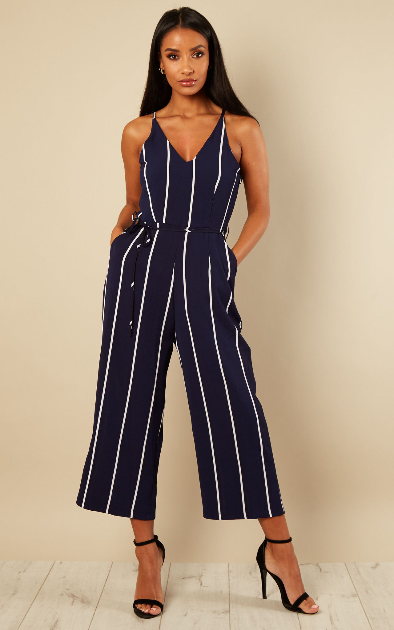 AX Paris navy print culotte jumpsuit 