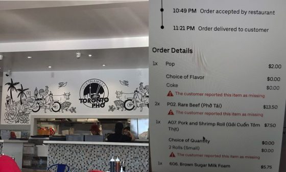 Toronto Pho Restaurant Uber Eats Scam Refund Requests