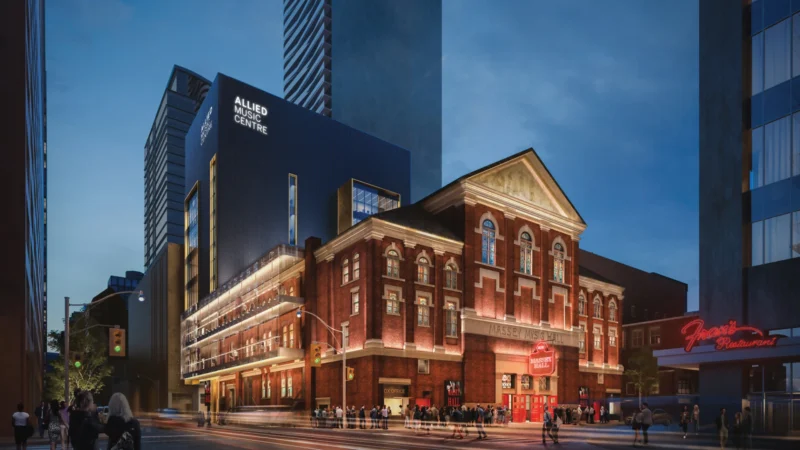 Allied Music Centre inside the revitalized Massey Hall in Toronto's historic district entertainment