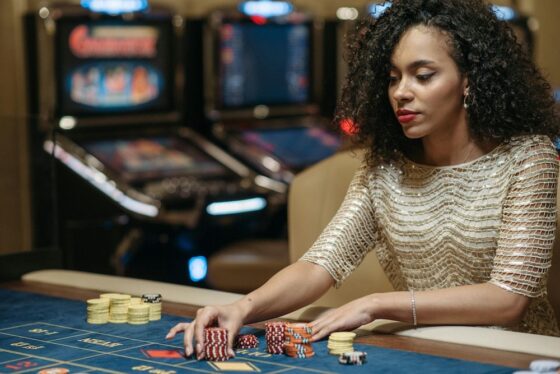 photo of woman playing poker