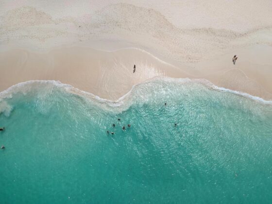 woman walking the beach in Aruba