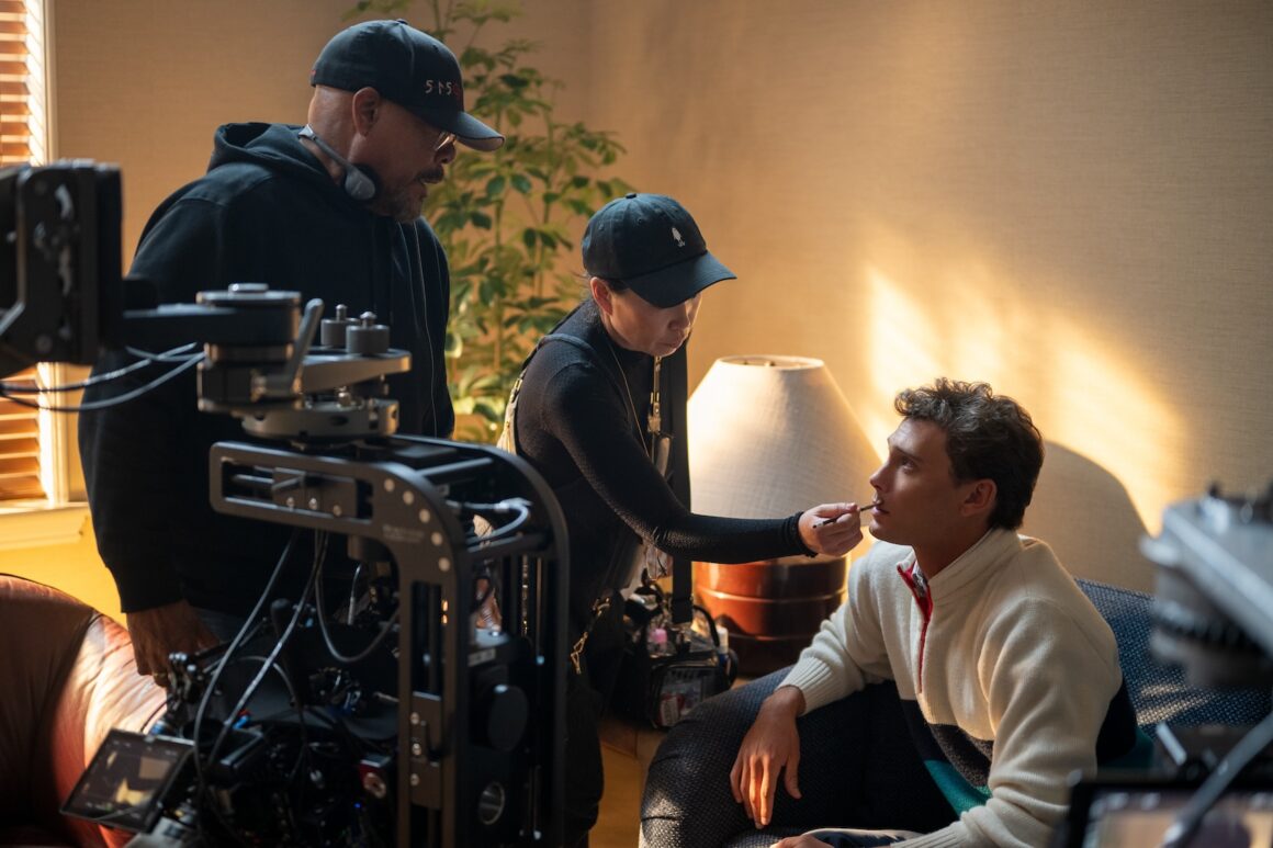 Monsters: The Lyle And Erik Menendez Story. (L to R) Director Carl Franklin, Cooper Koch as Erik Menendez in episode 201 of Monsters: The Lyle And Erik Menendez Story. (Photo: Miles Crist/Netflix © 2024)