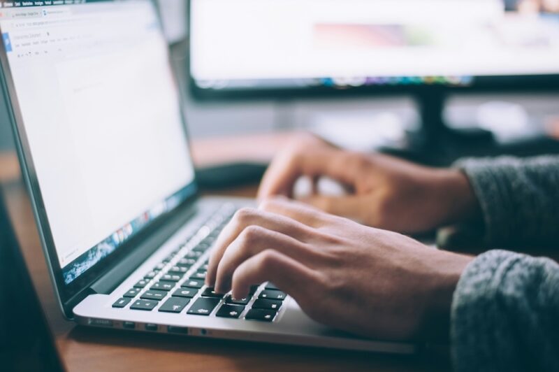 writing on a computer