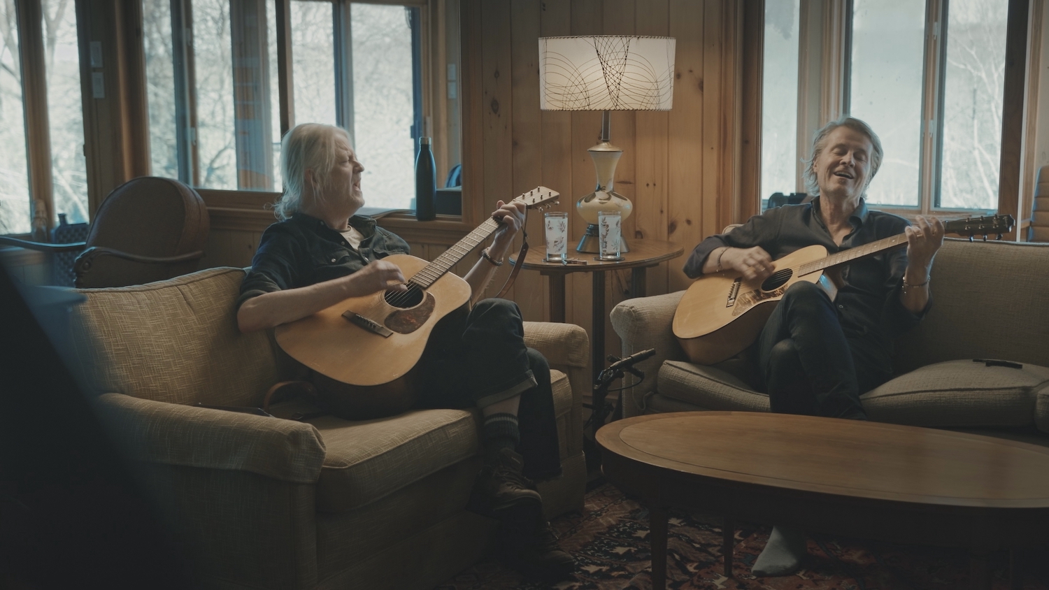 Jim Cuddy (left) casually jamming at Cuddy's farm with Greg Kellor -- a screenshot from the documentary. (Photo: Courtesy of CBC)