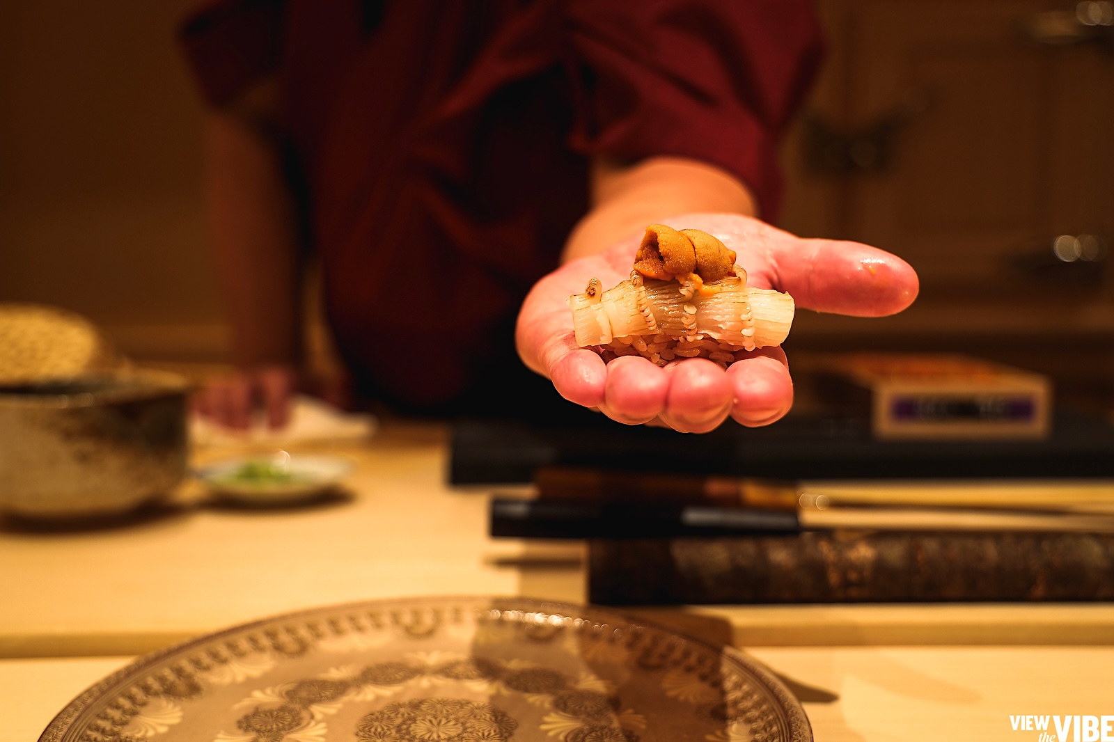 Chef Yuta Arase serves up fresh table side Edomae Omakase Japanese Sushi at chefs table