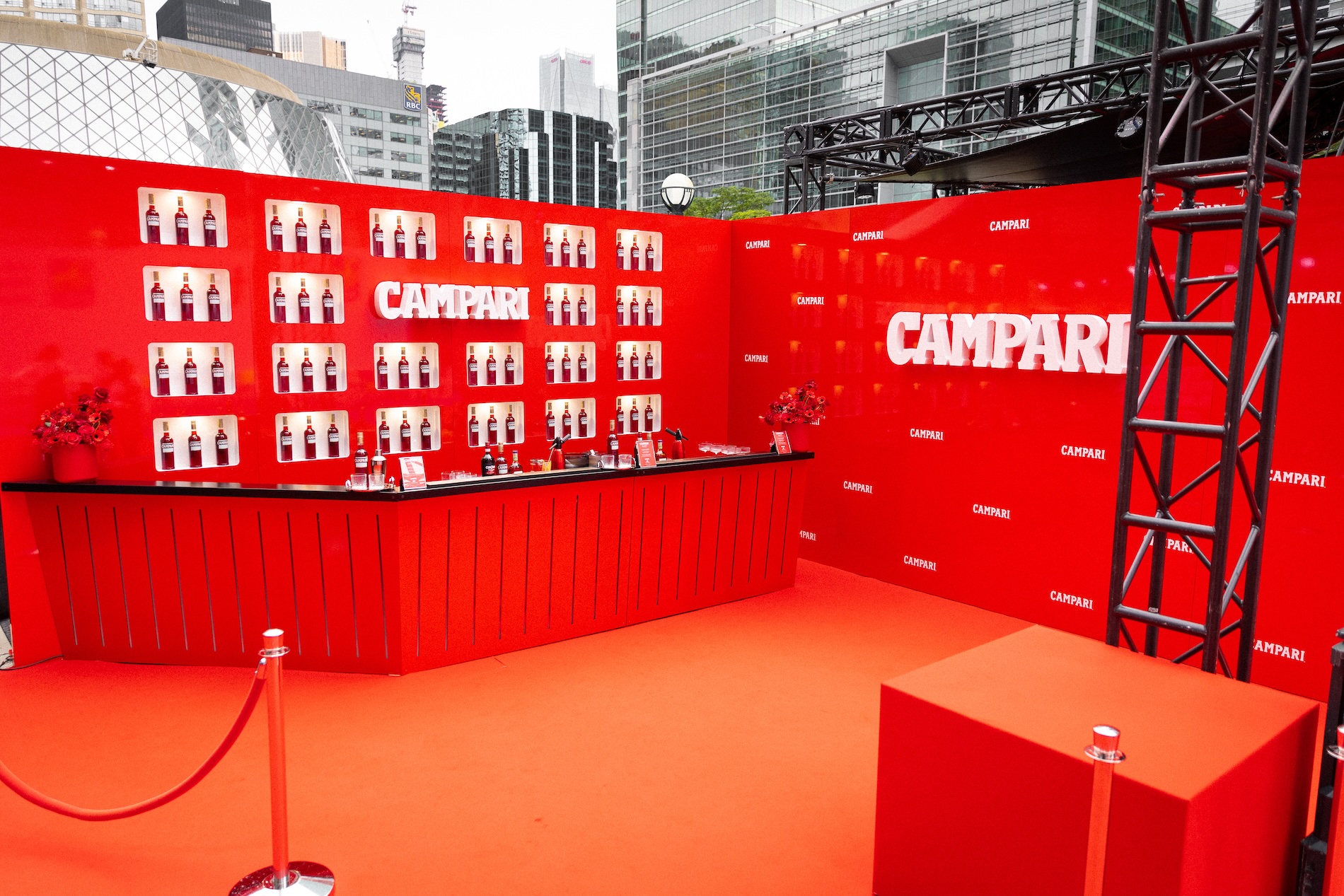 Campari makes a splash at this years 2025 TIFF 50th at Roy Thompson Hall's David Pecault Square