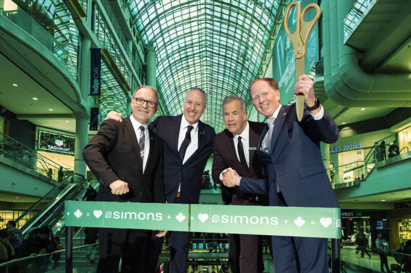 Executives at ribbon cutting for the new Maison Simons at CF Toronto Eaton Centre now open
