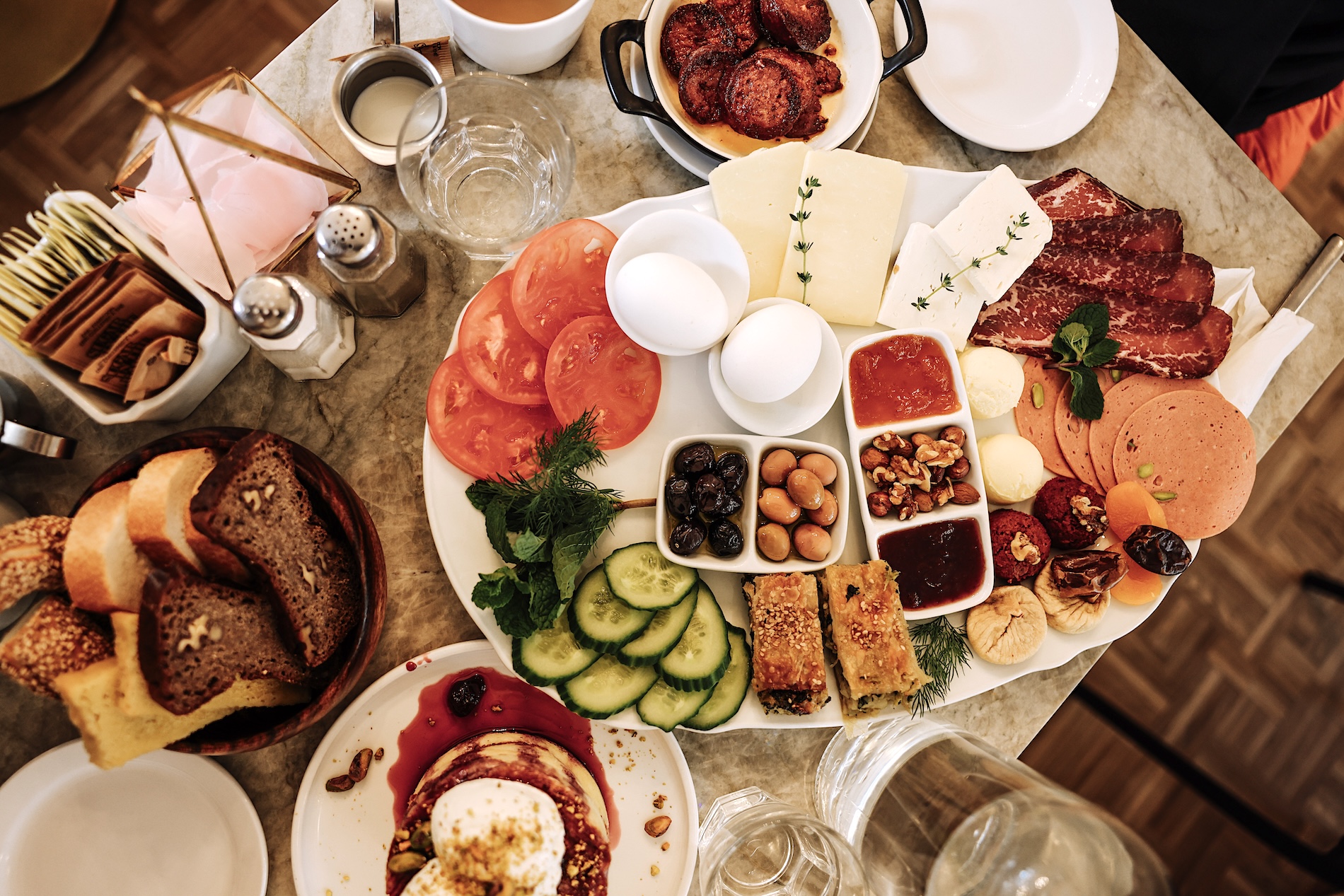 Turkish Breakfast spread from Pasaj in Leslieville area of Toronto. (Photo: Steven Branco for View the VIBE)