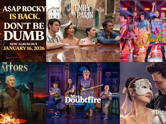 View the VIBE Entertainment Guide Canada Toronto things to do and see and watch and listen to right now near you in your home town city this January 2026 Traitors Netflix Bridgerton Emily in Paris Rome US A$AP Rocky new album comedians and more