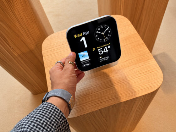 First look at the Apple HomeView device in silver on display at the Welcome home event in NYC